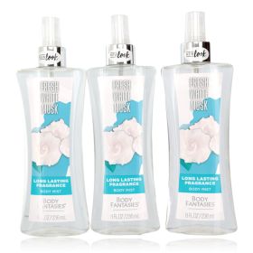 Fresh White Musk by Body Fantasies, 3 Pack 8 oz Fragrance Body Spray for Women