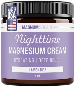 Nighttime Magnesium Cream by Magnum Solace, 4 oz Lotion - Lavender