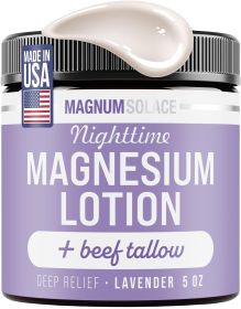 Nighttime Magnesium Lotion with Beef Tallow by Magnum Solace, 5 oz Lotion - Lavender