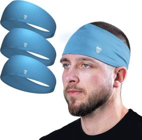 Workout Headbands for Men & Women-Comfortable Sweat Absorbing Band to Keep Hair Back During Running Sports Gym Cycling and Outdoor Activities (size: Azure   3-pack)