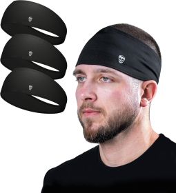 Workout Headbands for Men & Women-Comfortable Sweat Absorbing Band to Keep Hair Back During Running Sports Gym Cycling and Outdoor Activities (size: Black   3-pack)