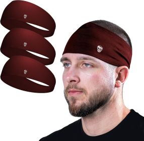 Workout Headbands for Men & Women-Comfortable Sweat Absorbing Band to Keep Hair Back During Running Sports Gym Cycling and Outdoor Activities (size: Wine  3-pack)