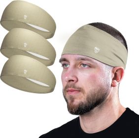 Workout Headbands for Men & Women-Comfortable Sweat Absorbing Band to Keep Hair Back During Running Sports Gym Cycling and Outdoor Activities (size: Tan   3-pack)