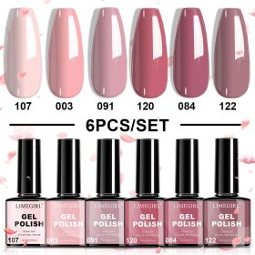 LIMEGIRL 6pcs Gel Polish Set 6 Vibrant Colors UV Gel NailPolish Red Blue Green Hema TMPTA TPO 3-free AllSeasons NailGel for Christmas Gift Women (Color: HC025-2)