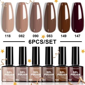 LIMEGIRL 6pcs Gel Polish Set 6 Vibrant Colors UV Gel NailPolish Red Blue Green Hema TMPTA TPO 3-free AllSeasons NailGel for Christmas Gift Women (Color: HC025-4)