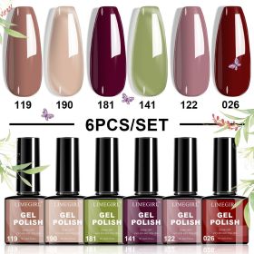 LIMEGIRL 6pcs Gel Polish Set 6 Vibrant Colors UV Gel NailPolish Red Blue Green Hema TMPTA TPO 3-free AllSeasons NailGel for Christmas Gift Women (Color: HC025-6)